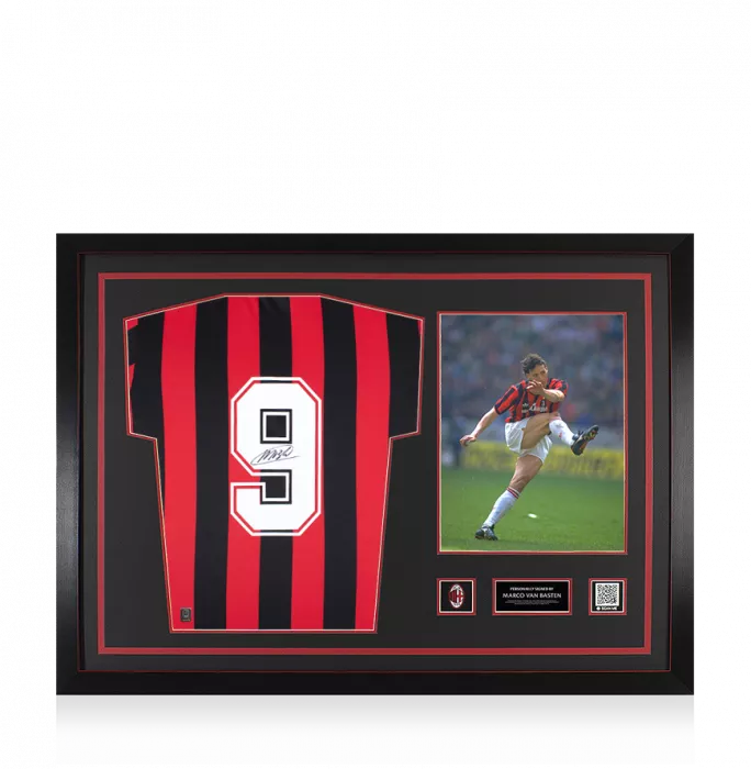 Marco Van Basten Official AC Milan Back Signed And Framed 1988 Home Shirt