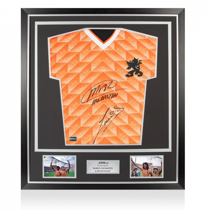 Marco Van Basten & Ruud Gullit Front Signed Netherlands 1988 Home Shirt In Classic Frame