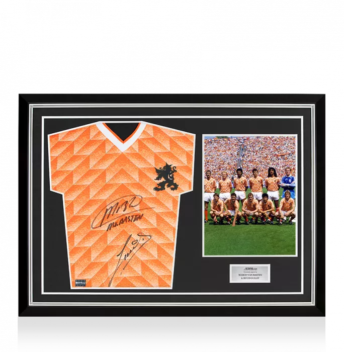Marco Van Basten & Ruud Gullit Front Signed Netherlands 1988 Home Shirt In Hero Frame: Option 1