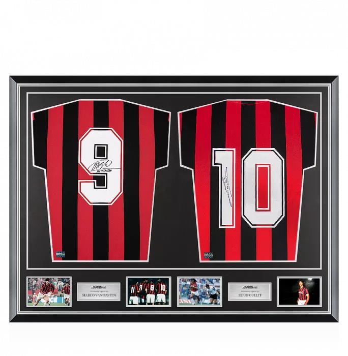 Marco van Basten & Ruud Gullit Signed AC Milan Shirts In Classic Dual Frame