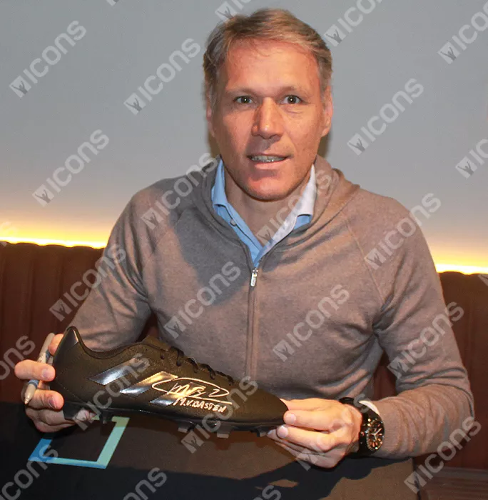 Marco Van Basten Signed Black Adidas Blackout Boot In Bubble Frame: Netherlands
