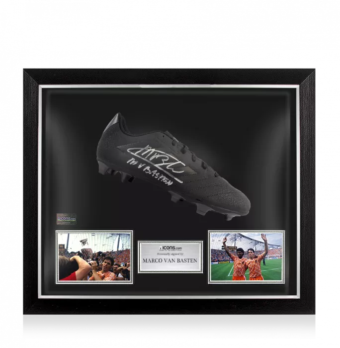 Marco van Basten Signed Black Adidas Blackout Boot In Bubble Frame: Netherlands
