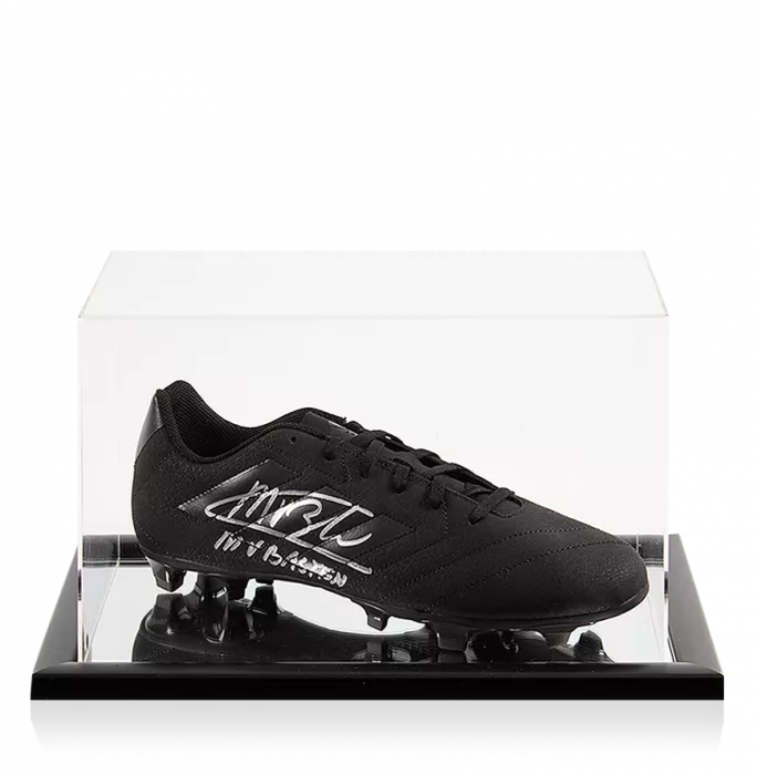 Marco van Basten Signed Black Adidas Blackout Boot In Acrylic Case