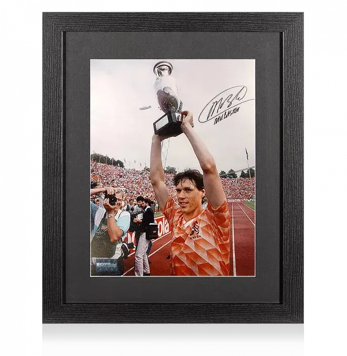 Marco van Basten Signed Netherlands Photo In Black Wooden Frame: UEFA EURO 1988 Winner