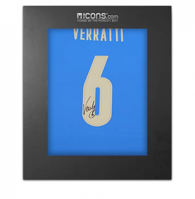 Marco Verratti Back Signed Italy Modern Shirt In Deluxe Packaging