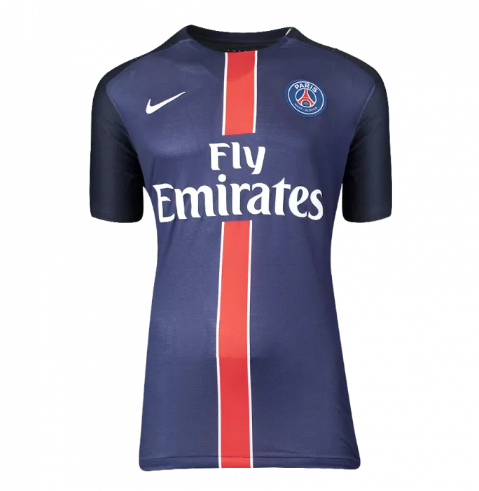 Marco Verratti Back Signed Paris Saint-Germain 2015-16 Home Shirt With Fan Style Number