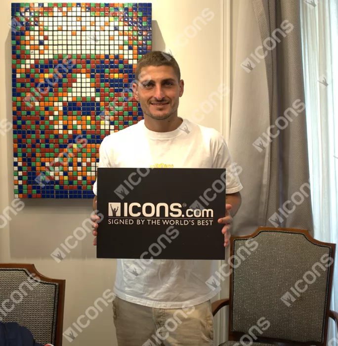 Marco Verratti Back Signed Paris Saint-Germain 2021-22 Third Shirt In Hero Frame: Option 1