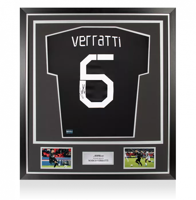 Marco Verratti Back Signed Paris Saint-Germain 2021-22 Third Shirt In Classic Frame