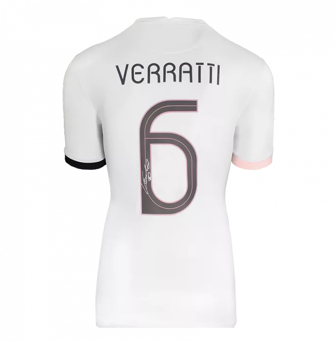 Marco Verratti Back Signed Paris Saint-Germain 2021-22 Away Shirt In Classic Frame