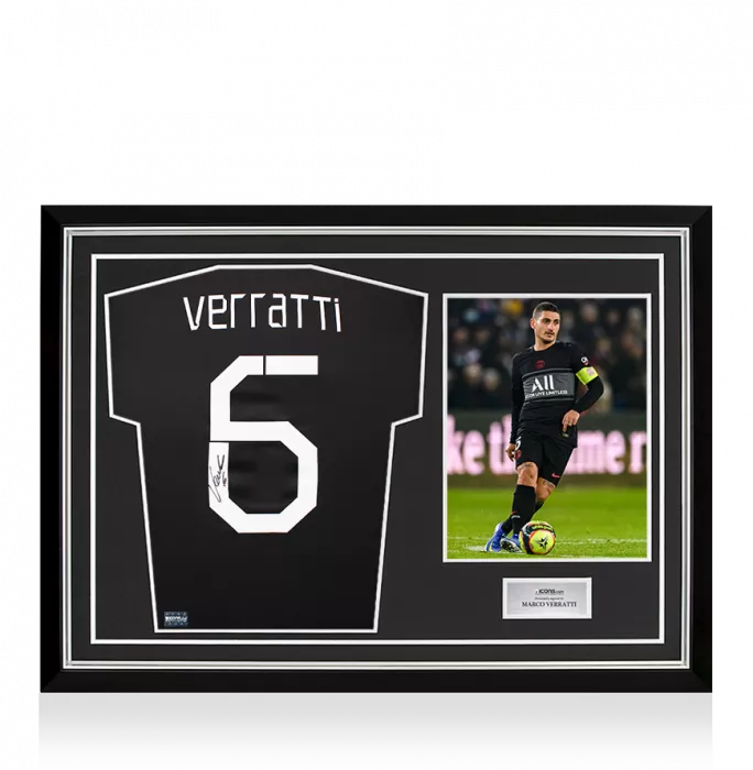 Marco Verratti Back Signed Paris Saint-Germain 2021-22 Third Shirt In Hero Frame: Option 1