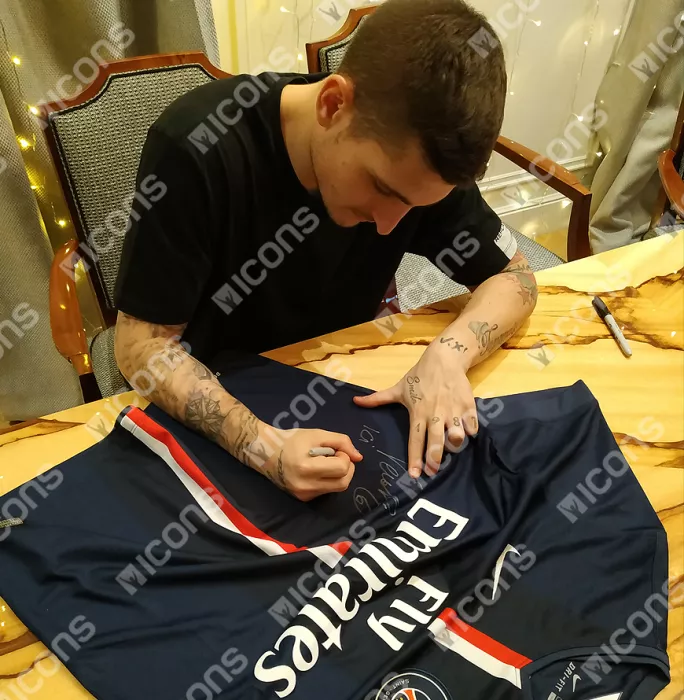 Marco Verratti Front Signed Paris Saint-Germain 2014-15 Home Shirt: "Ici C'est Paris" Special Edition