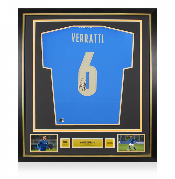 Marco Verratti Official FIFA World Cup™ Back Signed and Framed Modern Italy Shirt