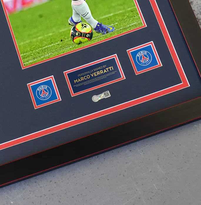 Marco Verratti Official Paris Saint-Germain Back Signed And Framed 2021-22 Away Shirt With Fan Style Number