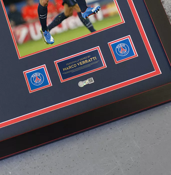 Marco Verratti Official Paris Saint-Germain Back Signed And Framed 2015-16 Home Shirt With Fan Style Numbers