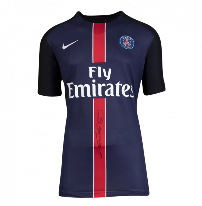 Marco Verratti Official Paris Saint-Germain Front Signed And Framed 2015-16 Home Shirt: Signed In Black