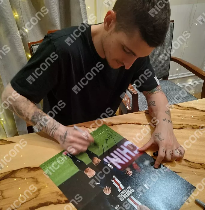 Marco Verratti Signed Paris Saint-Germain Photo In Black Wooden Frame