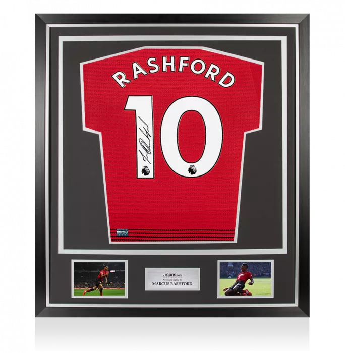 Marcus Rashford Back Signed Manchester United 2018-19 Home Shirt In Classic Frame