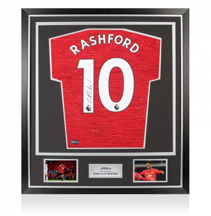 Marcus Rashford Back Signed Manchester United 2020-21 Home Shirt In Classic Frame