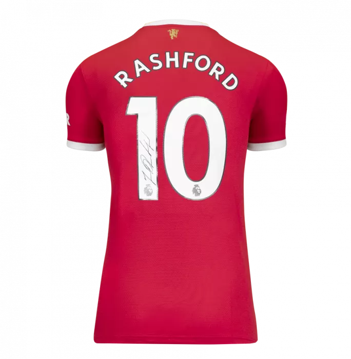 Marcus Rashford Back Signed Manchester United 2021-22 Home Shirt In Deluxe Packaging