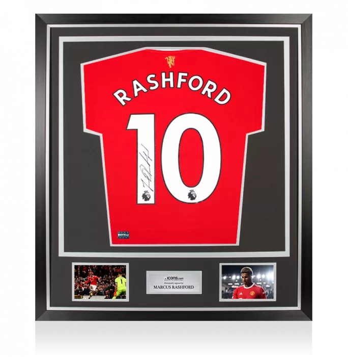 Marcus Rashford Back Signed Manchester United 2021-22 Home Shirt In Classic Frame