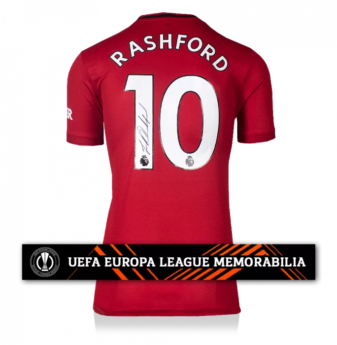 Marcus Rashford Official UEFA Europa League Signed Manchester United 2019-20 Home Shirt