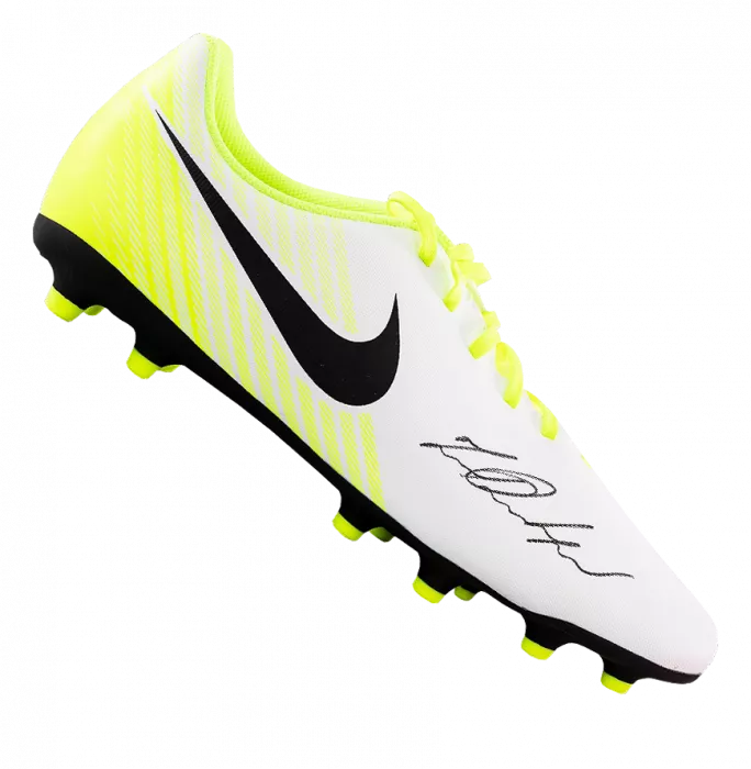 Marcus Rashford Signed White And Lime Green Nike Tiempo Boot