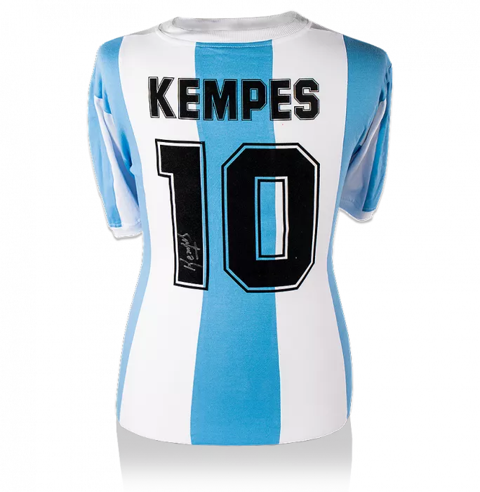 Mario Kempes Back Signed Argentina 1978 Home Shirt