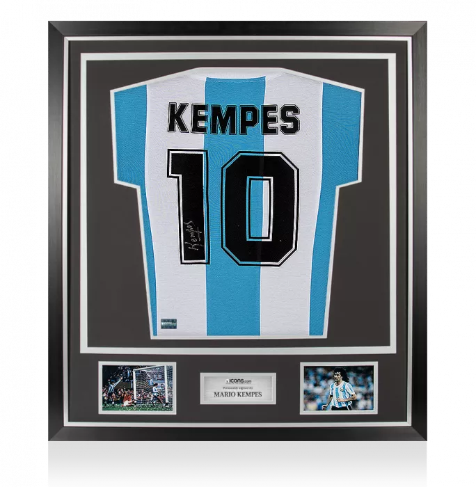 Mario Kempes Back Signed Argentina 1978 Home Shirt In Classic Frame