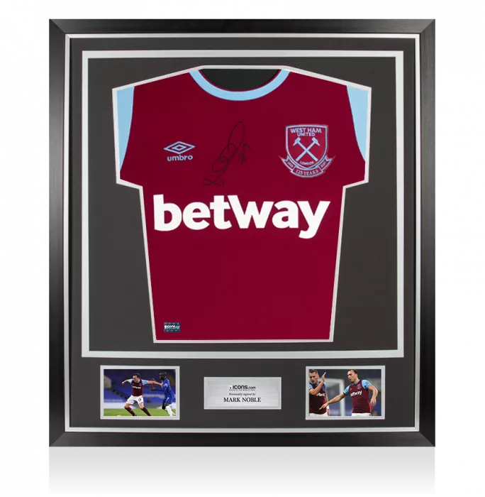 Mark Noble Front Signed West Ham 2020-21 Home Shirt In Classic Frame
