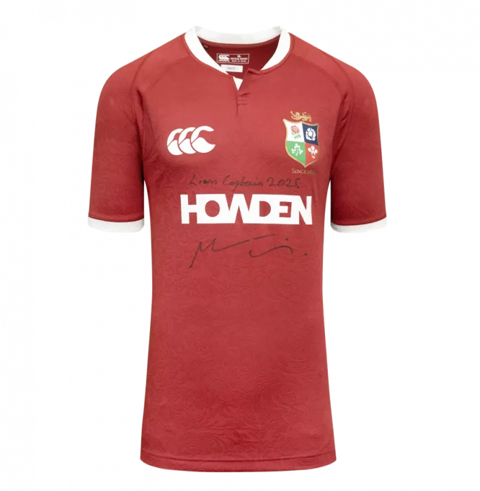 Maro Itoje Front Signed British & Irish Lions 2025 Shirt In Hero Frame: Option 1 - Lions Captain 2025 Inscription