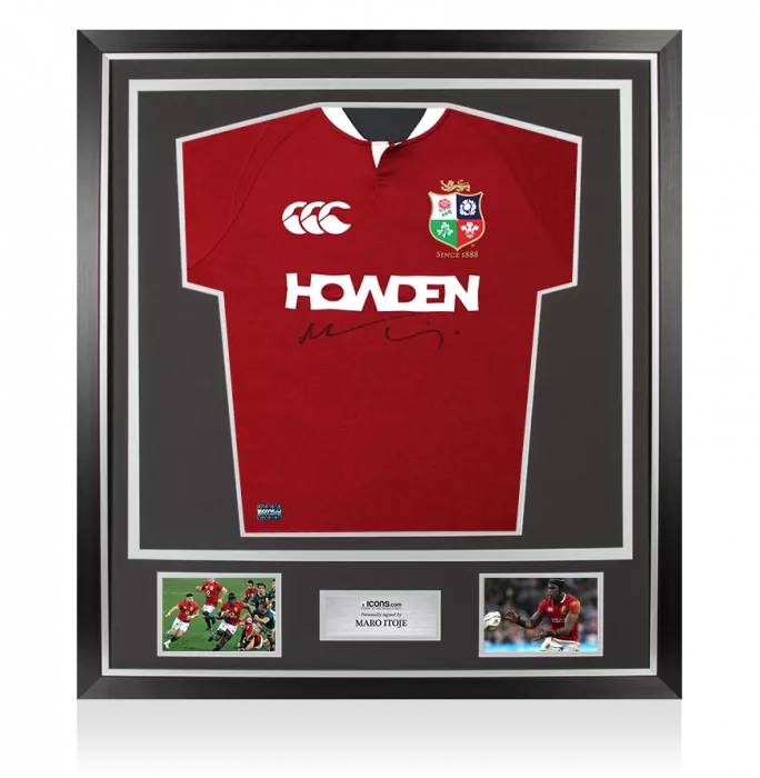 Maro Itoje Front Signed British & Irish Lions 2025 Shirt In Classic Frame