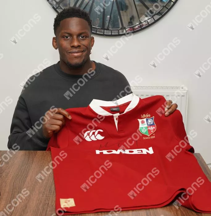 Maro Itoje Front Signed British & Irish Lions 2025 Shirt In Classic Frame