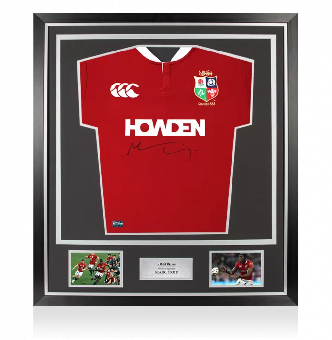Maro Itoje Front Signed British & Irish Lions 2025 Shirt In Classic Frame