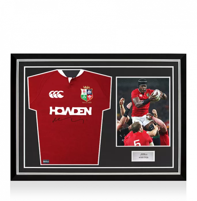 Maro Itoje Front Signed British & Irish Lions 2025 Shirt In Hero Frame: Option 1
