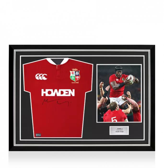 Maro Itoje Front Signed British & Irish Lions 2025 Shirt In Hero Frame: Option 1