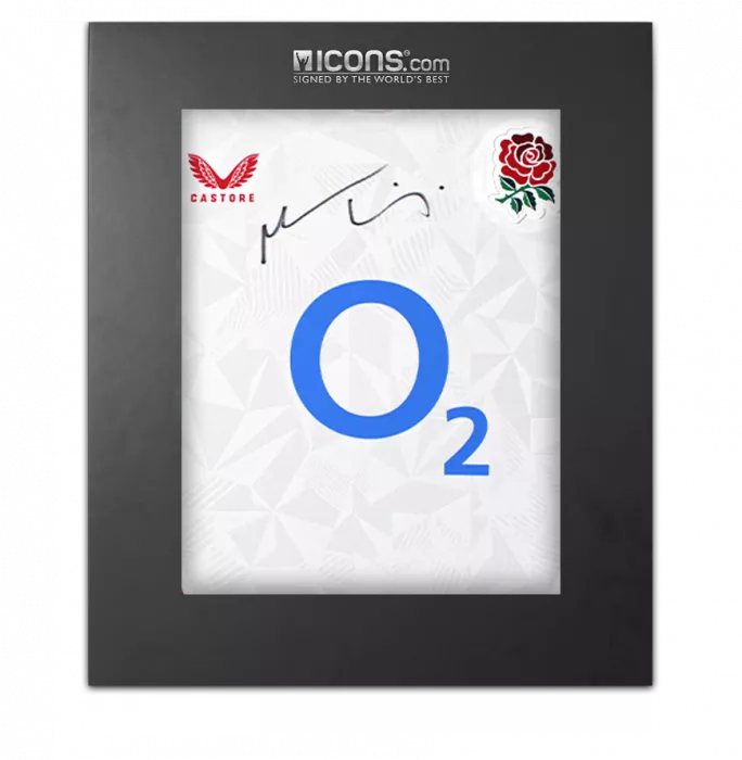 Maro Itoje Front Signed England 2025 Home Shirt In Deluxe Packaging