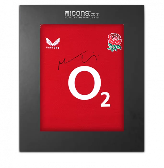 Maro Itoje Front Signed England Pre-Match Shirt In Deluxe Packaging
