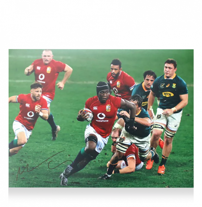 Maro Itoje Signed British & Irish Lions Photo In Premium Photo Frame: In Action Vs Springboks