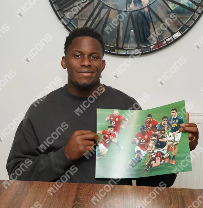 Maro Itoje Signed British & Irish Lions Photo In Premium Photo Frame: In Action Vs Springboks