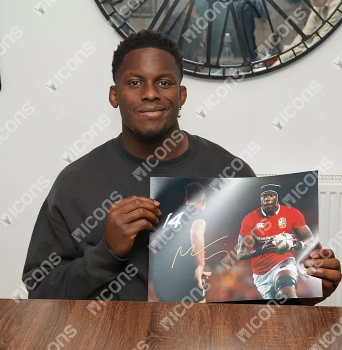 Maro Itoje Signed British & Irish Lions Photo In Premium Photo Frame: In Action Vs All Blacks
