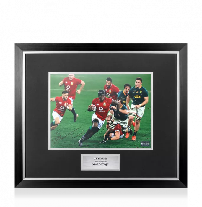 Maro Itoje Signed British & Irish Lions Photo In Premium Photo Frame: In Action vs Springboks