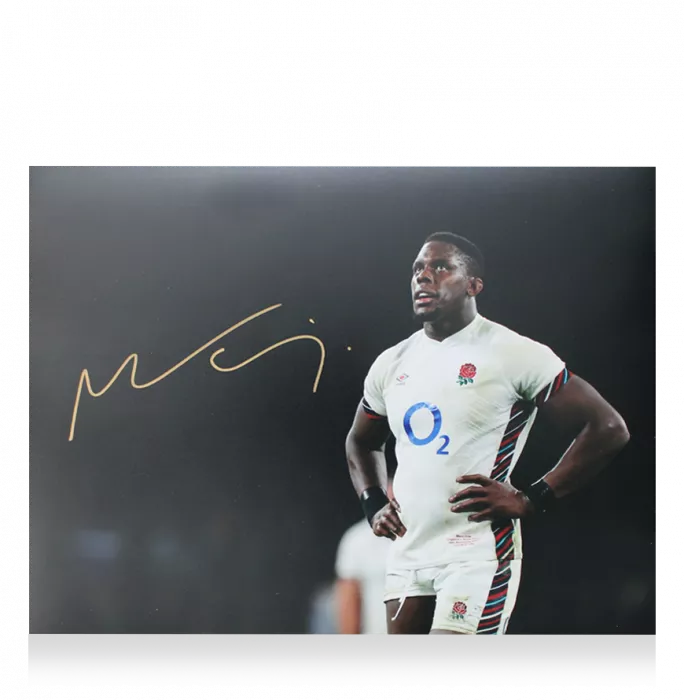 Maro Itoje Signed England Photo In Black Wooden Frame: Autumn Series