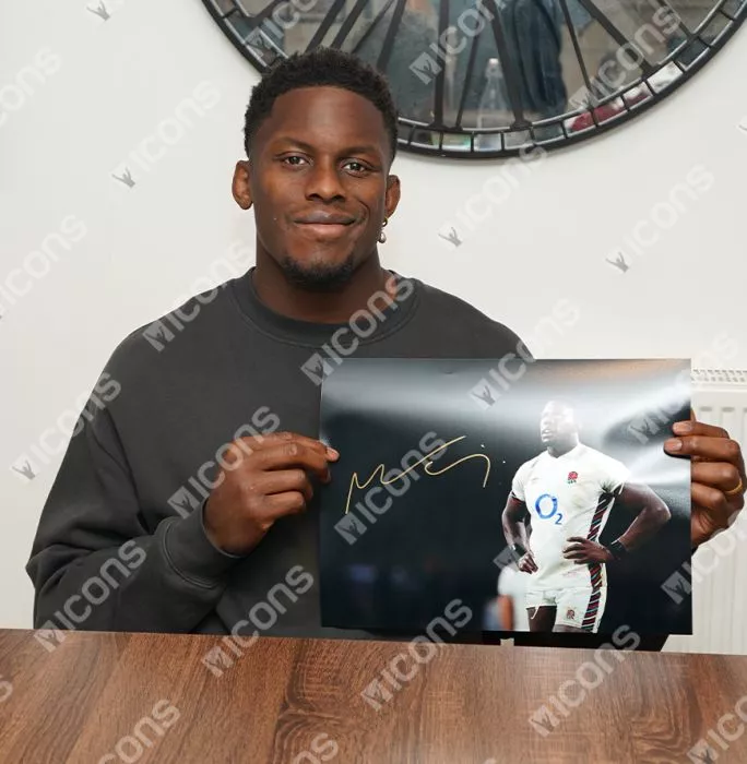Maro Itoje Signed England Photo In Black Wooden Frame: Autumn Series