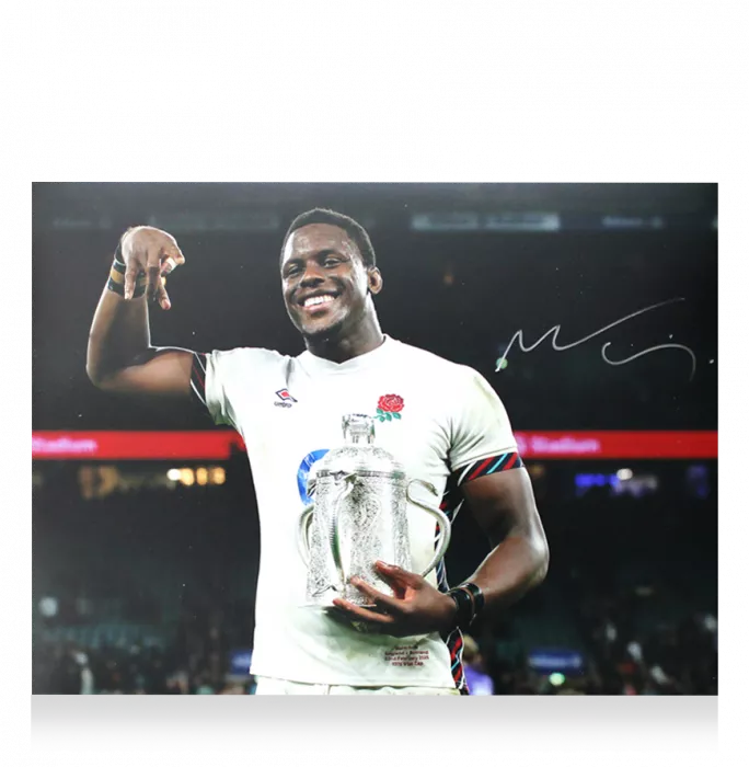 Maro Itoje Signed England Photo In Black Wooden Frame: 2025 Calcutta Cup Winners