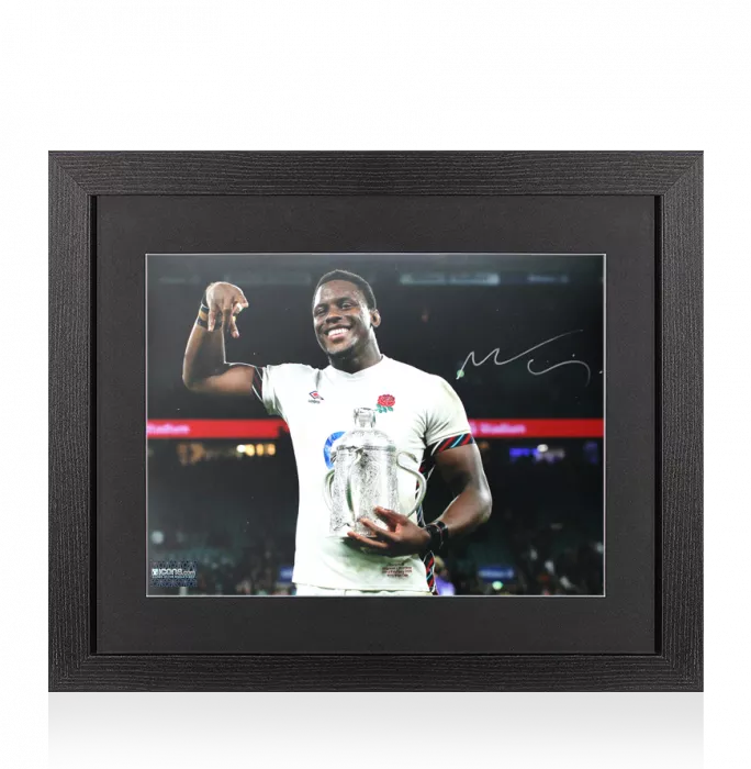 Maro Itoje Signed England Photo In Black Wooden Frame: 2025 Calcutta Cup Winners