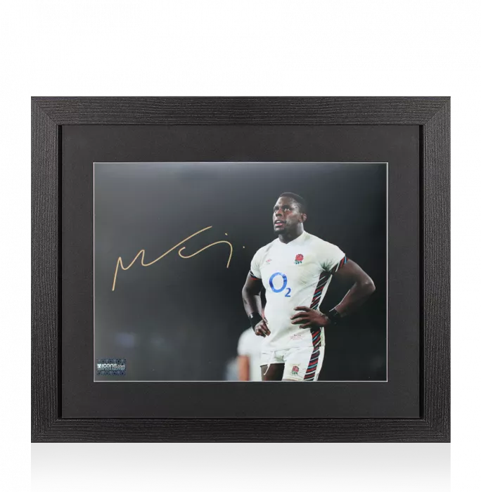 Maro Itoje Signed England Photo In Black Wooden Frame: Autumn Series