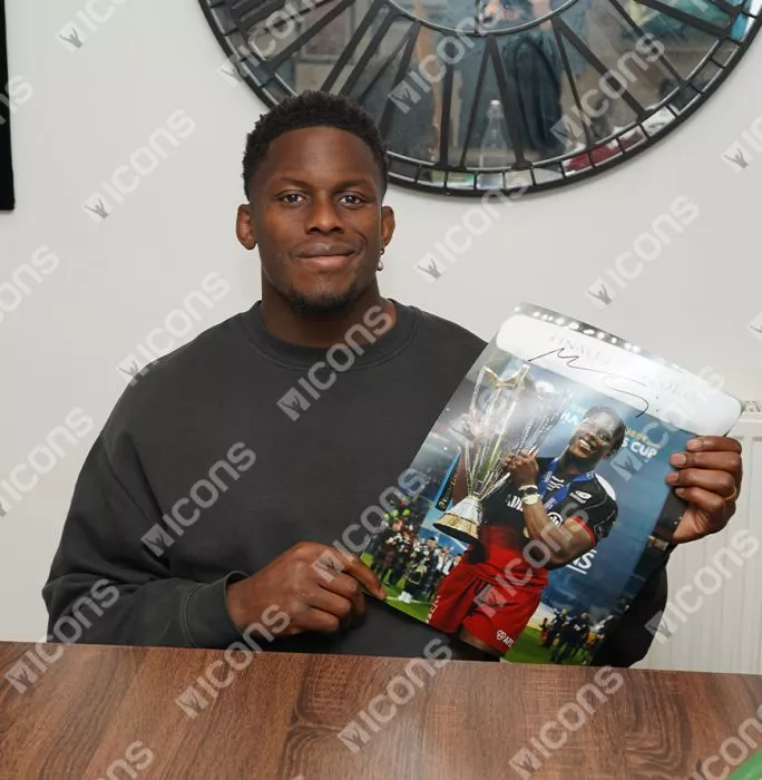 Maro Itoje Signed Saracens Photo In Black Wooden Frame: 2016 Champions Cup Winner