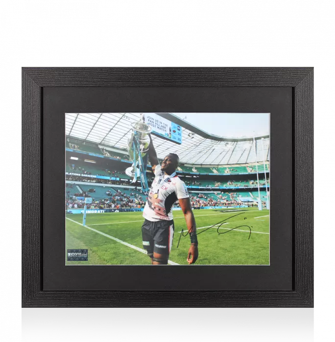 Maro Itoje Signed Saracens Photo In Black Wooden Frame: 2023 Premiership Final Winner