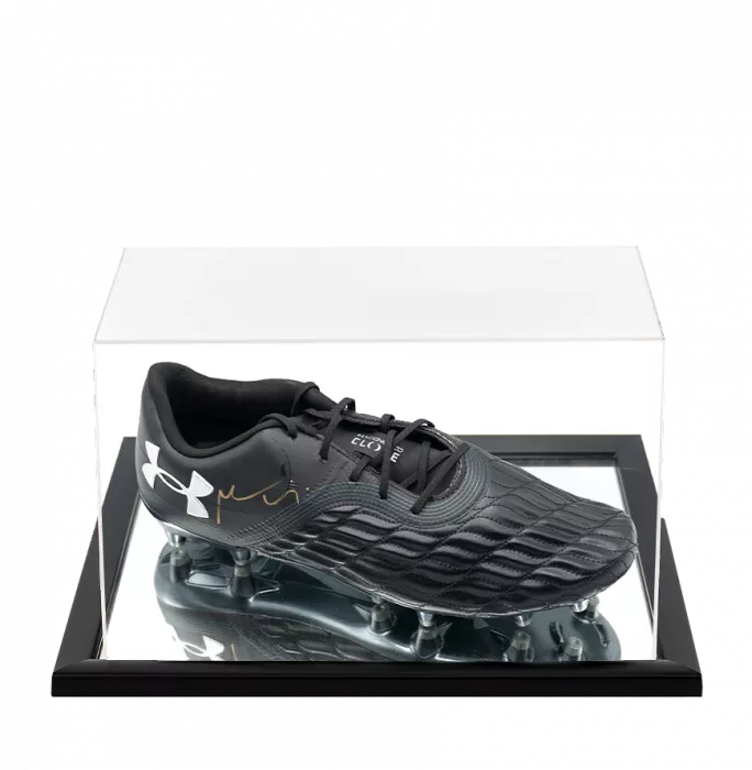Maro Itoje Signed Under Armour Clone Magnetico Rugby Boot In Acrylic Case