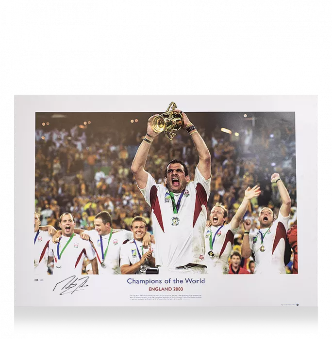Martin Johnson Signed England Photo: 2003 Rugby World Cup Winner